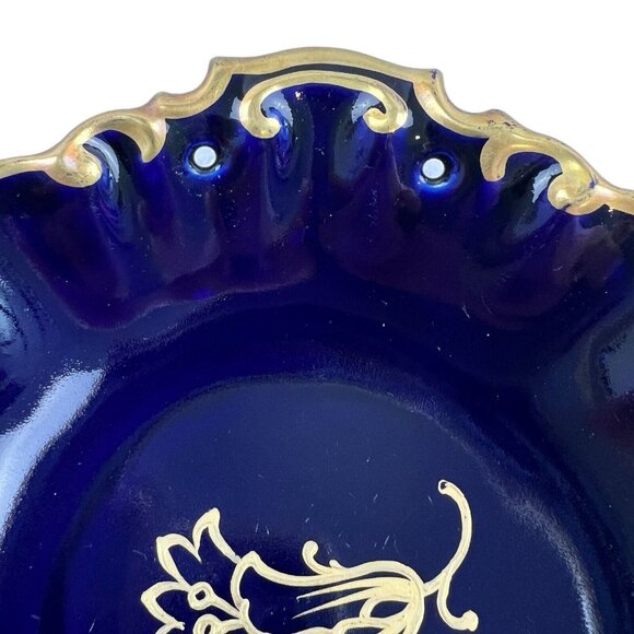 2 Vintage Stadtilm Cobalt Blue Round Shape Decorative Trinket Candy Dishes - Picture 6 of 13